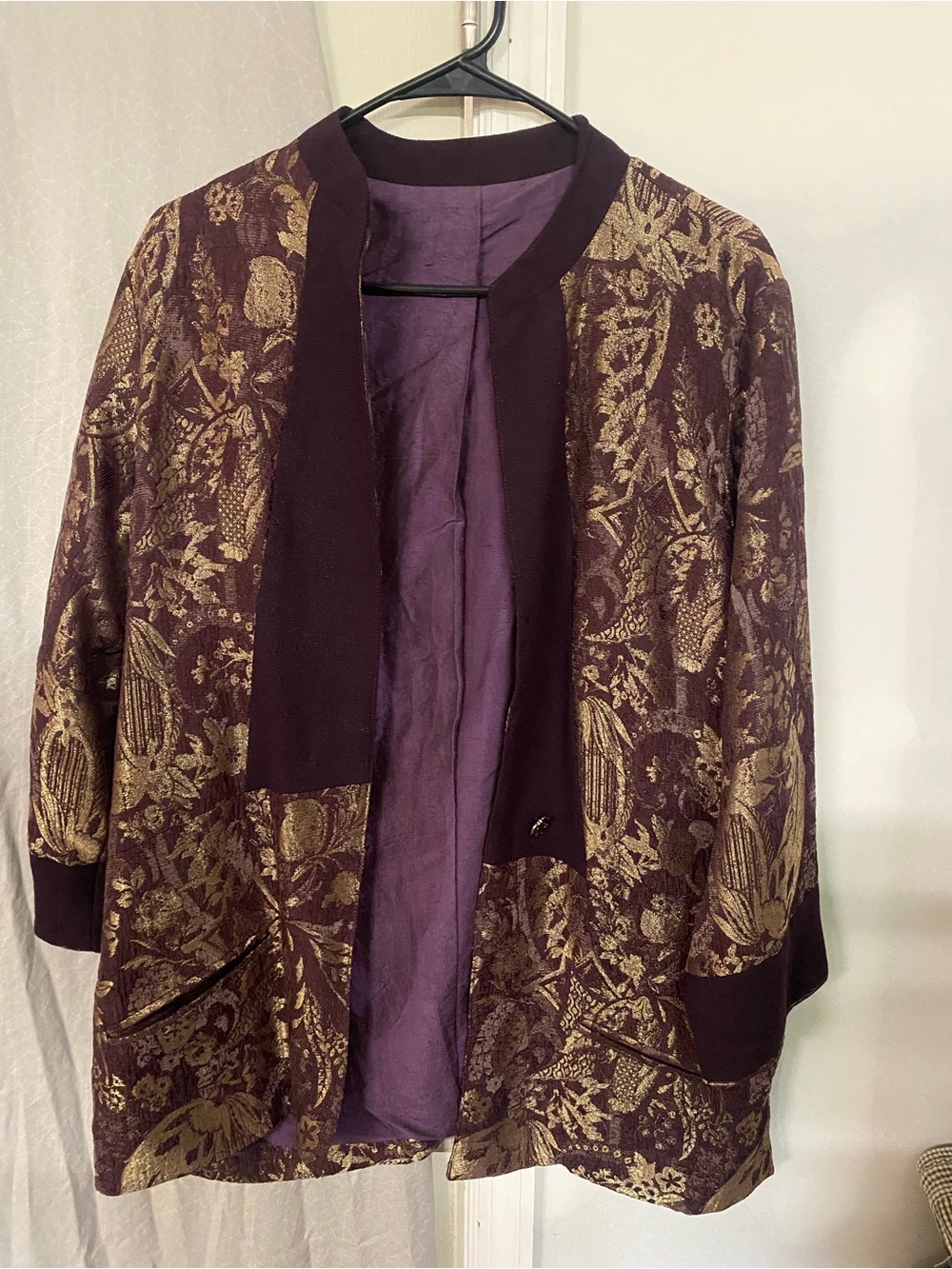 Women's Purple Gold Brocade Jacket